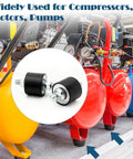 Four-piece rubber vibration isolator mounts in 40x30mm with M10x23mm studs shown near air compressors