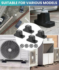 Rugged rubber vibration isolator brackets dampen noise and absorb vibrations for outdoor mini split condensers, installed view.