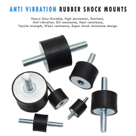 Beefed Up Heavy Duty M8 Rubber Isolator Mounts For Anti Vibration Dampening Of Air Compressors Garage Motors And Diesel Engines Cylindrical Vibration Isolation Mounts 30x20mm 4 Pack With 8 M8 Lock Nuts Easy Install And Durable. Various sizes and designs shown.
