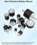 Premium M4 rubber vibration isolator mounts with double stud design displayed in various sizes