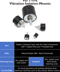 Rubber Vibration Isolator Mounts M12x37-60x50mm Single Stud Pack for motors, compressors, and pumps, four pieces with lock nuts