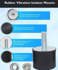 Rubber Vibration Isolator Mounts M12x37-60x50mm Single Stud Pack For Motors Compressors And Pumps details with lock nuts