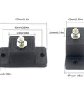 Durable rubber vibration pads isolate outdoor mini split condensers, dampen shocks, reduce noise, dimensions labeled.