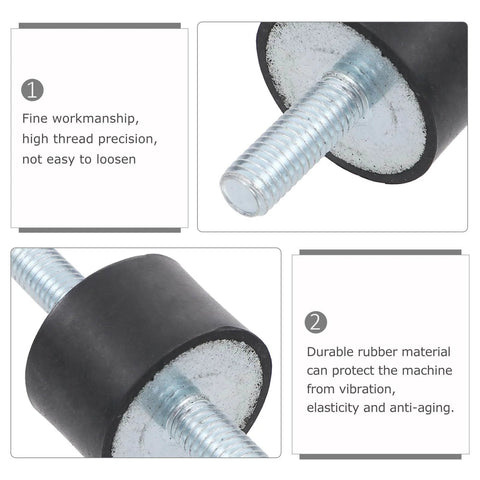 Close-up of VV Type Rubber Cylindrical Vibration Isolators Mounts With Studs for air compressors and industrial equipment.