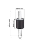 Set of eight 8x8mm rubber vibration mounts with M3x8mm studs shown in detailed size dimensions for shock absorption in machinery.