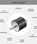 Four durable rubber vibration mounts deliver reliable isolation for equipment, featuring M10x28mm male threads and a 50x40mm base
