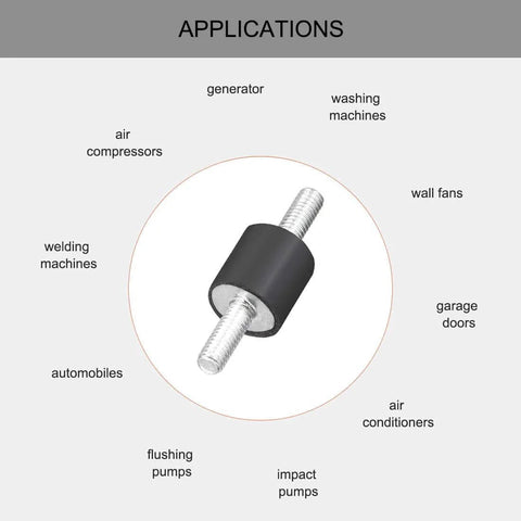 Set of eight 8x8mm rubber vibration mounts with M3x8mm studs deliver effective shock absorption for various applications