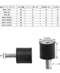 Eight-piece rubber shock absorbers isolate vibration for motors, generators, pumps with 15x15mm mounts, 5x12mm threads.