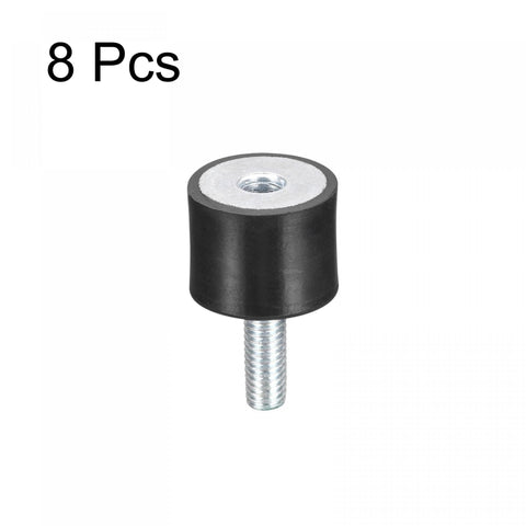 Rubber Mounts 8 Pack Vibration Isolators Shock Absorbers M6 Male Female Threaded D20mm And H15mm Black Silver Tone