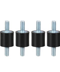 Universal 15 x 15mm rubber vibration mounts with M5 x 12mm studs, set of 4, front view showing threaded studs and rubber material.