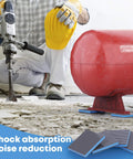 Rubber Anti Vibration Isolation Pads For Machinery And Air Compressors 2 Inch By 2 Inch By Seven Eighths Inch Vibration Damping Feet Noise Reduction And Shock Absorption Outdoor Ready 4 Pack installed under red machinery