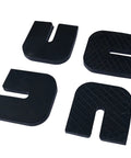 Universal Rubber Isolator Pads Set of Four Heavy Duty Anti Vibration Cushions for Shock Absorption and Noise Reduction Square Two and Three Quarters Inch by Three Eighths Inch Thick Damping Pads for Appliances and Machinery