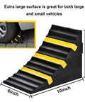 Heavy Duty Wheel Chocks Set of 2 for Trucks Trailers RVs and More Extra Large 10 x 6 x 7.3 In Rubber Blocks with Reflective Strips