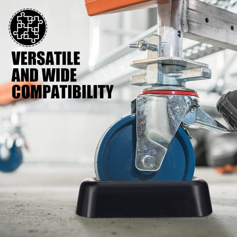 Heavy Duty 6 Inch Wheel Chocks For Trailers 2 Pack Rubber Stabilizers With Single Wheel Stopper For Travel Trailers Campers Boats And Cargo Transport Rock Solid Reliability And Easy Setup By Threehoney supporting a trailer wheel on concrete