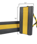 Heavy Duty Wheel Chocks With Ropes For Trucks And Trailers, Oil Resistant Rubber, Reflective Stripes, Anti Slip Grip, Safe Parking In Garages And Driveways, Ideal For RVs And Equipment, 7.8 Inches, 1 Pack shown with dimensions and rope details