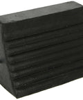 Roadblock RC815 Rubber Wheel Chock With Void Bottom For Trucks And Trailers in black, showing ribbed pyramid design with eye bolt.