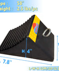 Heavy Duty Rubber Wheel Chocks With Reflective Strips Set Of 4 For SUV All Weather Non Slip EPDM Wear Resistant 7.8 By 5 By 4 Inches