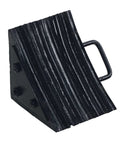 Durable Laminated Rubber Wheel Chock With Sturdy Metal Handle For Quick Safe Vehicle Blocking On Wet Slippery Or Uneven Surfaces Heavy Duty And Weather Resistant Black Vestil LWC 15