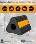 4 Pack Rubber Wheel Chocks for RV Trailer Camper and Truck with Heavy Duty Solid Rubber Construction and Reflective Strips