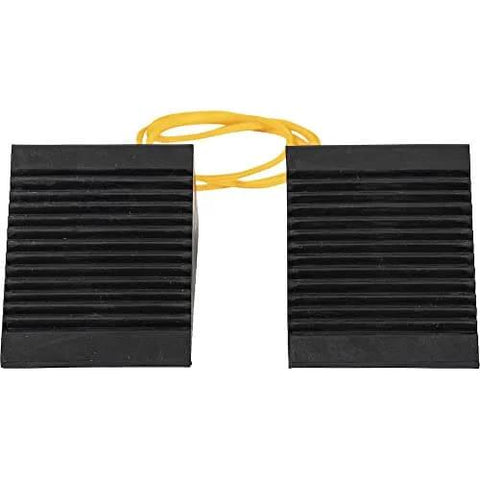 Mini Rubber Wheel Chock Set With 36 Inch Nylon Rope For ATVs, Riding Lawn Mowers, And Gas Powered Scooters, Durable 5 x 3 x 2.25 Inches Chocks