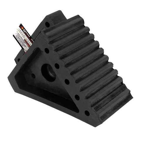 All Weather Solid Rubber Wheel Chock With Oil Resistant Traction Pad for cars, travel trailers, RVs, trucks, and ATVs