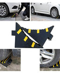 Heavy Duty Wheel Chocks Set of 2 for Trucks Trailers RVs and More Extra Large 10 x 6 x 7.3 In Rubber Blocks with Handle and Reflective Strips