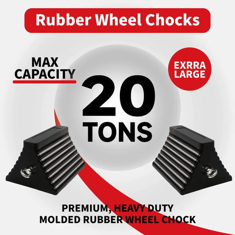 Beefy Heavy Duty Rubber Wheel Chocks With Eyebolt For Trucks Trailers Cars RVs And Heavy Equipment All Weather Tire Chalk Blocks 10 Inch Long By 8 Inch Wide 2 Pack Black