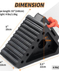 Dimensions of Premium Rubber Wheel Chocks With Carry Handles For RVs And Trailers, Solid Tire Chocks For Campers Travel Trailers, 8.5x4x6 in
