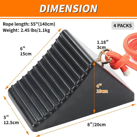 Heavy Duty Rubber Wheel Chocks With Eyebolt For Campers Travel Trailers RVs Trucks And ATVs Anti Slip And Anti Oil Design