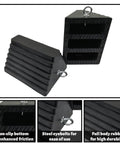 Heavy Duty Rubber Wheel Chocks With Eyebolt Black 9 Inch By 7.1 Inch By 5.5 Inch 2 Pack All Weather Anti Slip