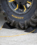 Mini Rubber Wheel Chock Set With 36 Inch Nylon Rope For ATVs, Riding Lawn Mowers, And Gas Powered Scooters, durable under tire