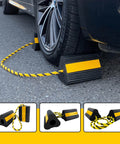 Durable Rubber Wheel Chocks For RV Trailer Camper Truck Car And Aircraft With Rope Two Pair Or Four Pack Three Reflective Strips