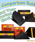 Heavy Duty Rubber Wheel Chocks With Reflective Strips Set Of 4 displayed with tread and reflective detail