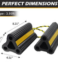 Heavy Duty Rubber Wheel Chocks For RVs, Trailers, Campers, Trucks And Aircraft With Three Reflective Strips And Included Rope