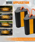 4 Pack Rubber Wheel Chocks for RV Trailer Camper and Truck with Heavy Duty Solid Rubber Construction Non Slip Grip Reflective Strips
