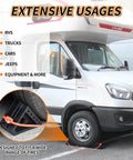RV with Premium Rubber Wheel Chocks With Carry Handles For RVs And Trailers in use, solid tire chocks for secure parking.