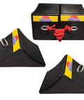 Heavy Duty Rubber Wheel Chocks With Reflective Strips Set Of 4 For SUV All Weather Non Slip EPDM Wear Resistant 7.8 By 5 By 4 Inches
