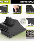 Built Tough Heavy Duty Rubber Wheel Chocks 2 Pack With Carrying Handle For RVs And Trailers 8.6 by 3.7 by 4.7 Inches Solid Rubber Tire Blocks