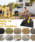 Heavy Duty Rubber Wheel Chocks With Reflective Strips Set Of 4 for SUV near parked motorhome outdoors