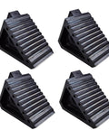 Heavy Duty Rubber Wheel Chocks Set Of 4 For Cars Trailers RVs Trucks And ATVs Premium Non Slip Tire Stoppers 8 X 4 X 6 Inches Durable Solid Rubber Black