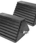 Heavy Duty Rubber Wheel Chocks With Steel Eyebolt 2 Pack Oil Resistant Non Slip 10 Inch By 8 Inch By 6 Inch For Trailers Cars RVs And Motorcycles Delivers Maximum Grip And Easy Safety Parking