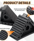 Premium Rubber Wheel Chocks With Carry Handles For RVs And Trailers, Solid Tire Chocks For Campers Travel Trailers Trucks And ATVs