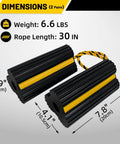 Heavy Duty Rubber Wheel Chocks With 30 Inch Nylon Rope And Reflective Yellow Tape For Secure Parking Road Trip Ready 4 Pack