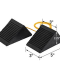 Mini Rubber Wheel Chock Set With 36 Inch Nylon Rope For ATVs, Riding Lawn Mowers, And Gas Powered Scooters, Durable 5 x 3 x 2.25 Inches
