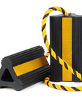 Heavy Duty Rubber Wheel Chocks Set With 52 Inch Nylon Rope Non Slip Tire Stop Blocks For RVs Campers Travel Trailers Motorhomes Aircraft Cars And Trucks 2 Pack High Visibility