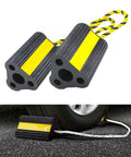 Heavy Duty Rubber Wheel Chocks For Cars, RVs, Campers, Trailers And Trucks With Non Slip Grip And 3 Reflective Strips, 8.3 Inch Long