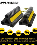 Heavy Duty Rubber Wheel Chocks For Travel Trailers Campers RVs And Cars With Nylon Rope And Yellow Reflective Tape Size Four Point Two