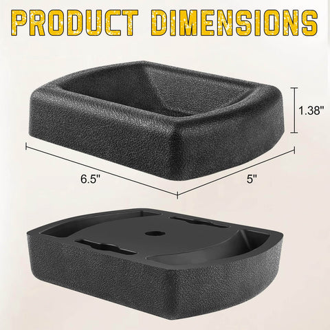Heavy Duty Rubber Wheel Dock For Trailers With Wheel Chock And Stabilizer Fits 6 Inch Casters, dimensions shown in image.