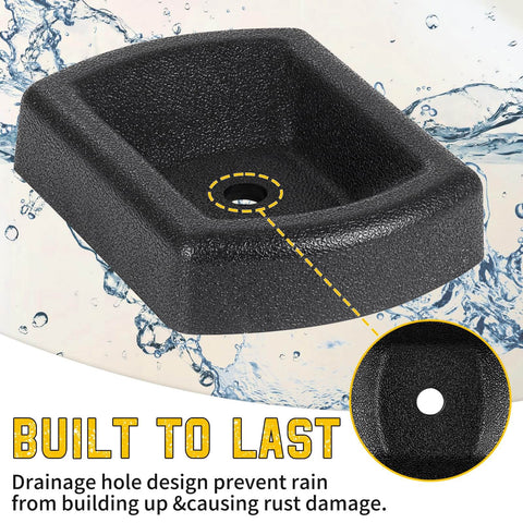 Heavy Duty Rubber Wheel Dock For Trailers With Wheel Chock And Stabilizer Fits 6 Inch Casters Travel Trailer RV Boat Camper Caravans Industrial Grade Nitrile Rubber Oil Water Gasoline Resistant, showing drainage hole design.