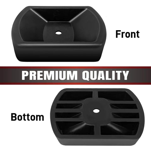 Heavy Duty Rubber Wheel Dock For Trailer Tongue Jacks 8 To 10 Inch Casters Caster Chock For RV Camper Boat Cargo Gear Easy To Store And Transport Built To Last Black 1 Pack viewed from front and bottom.